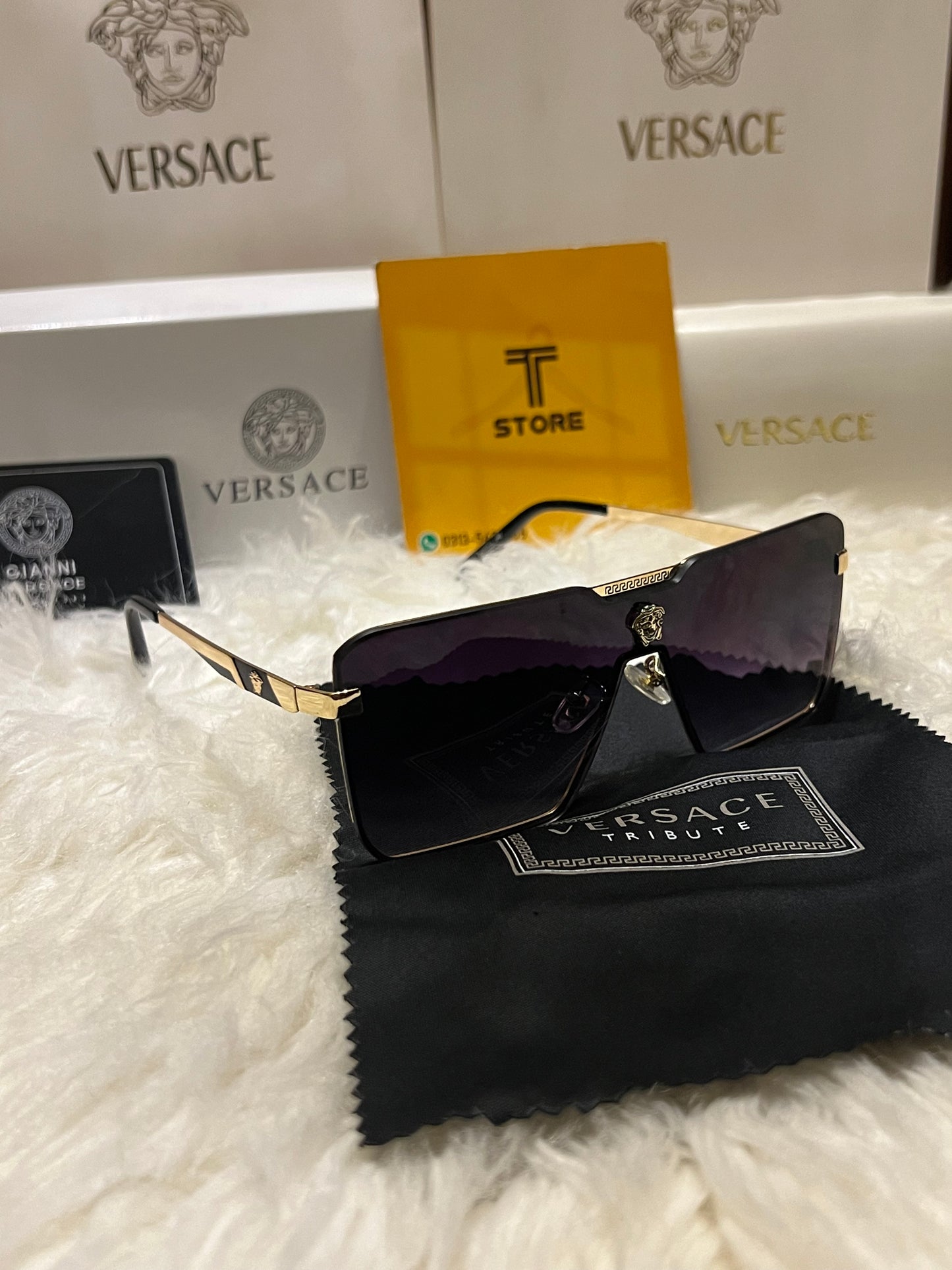 Versace Black Slim Frame Men’s Sunglasses