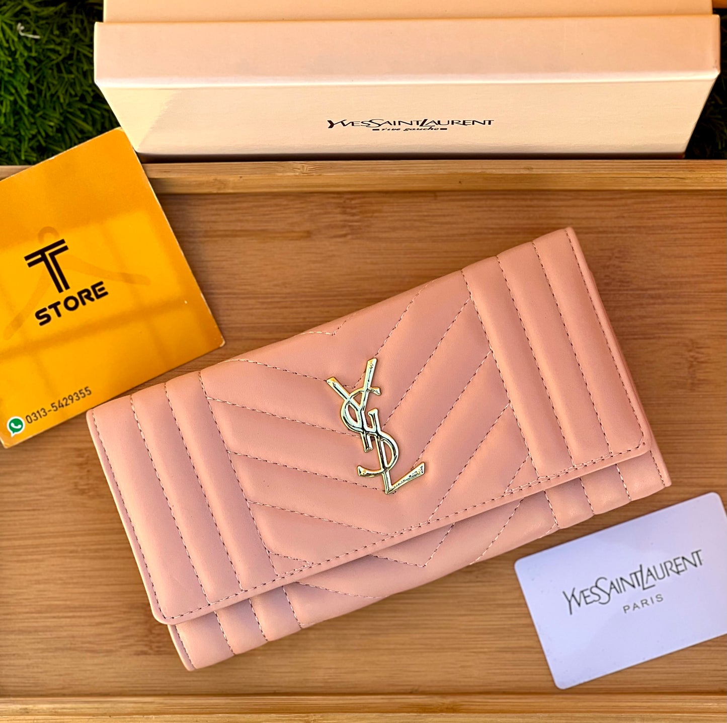 YSL Pink Single Flap Women Wallet