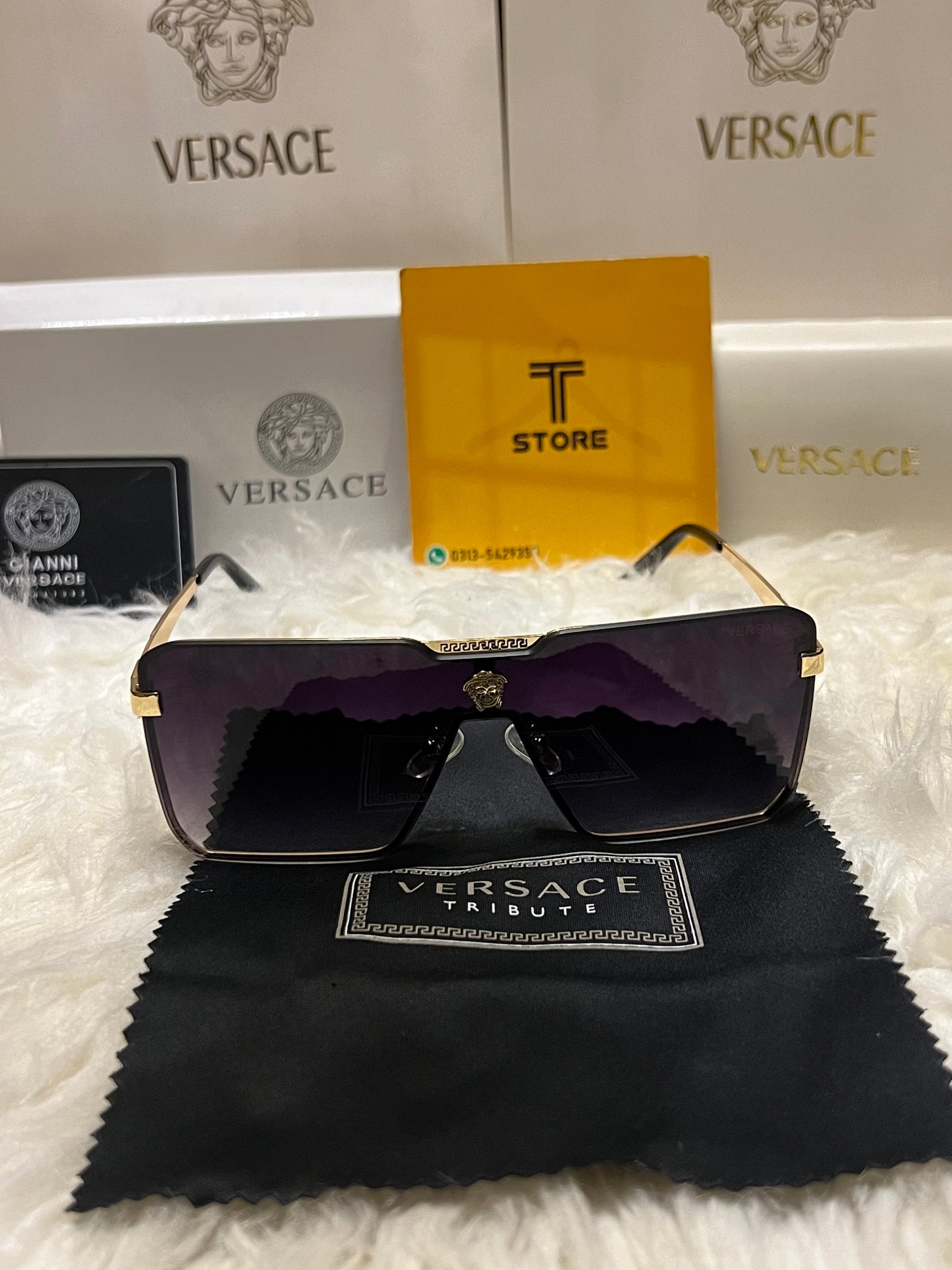 Versace Black Slim Frame Men’s Sunglasses