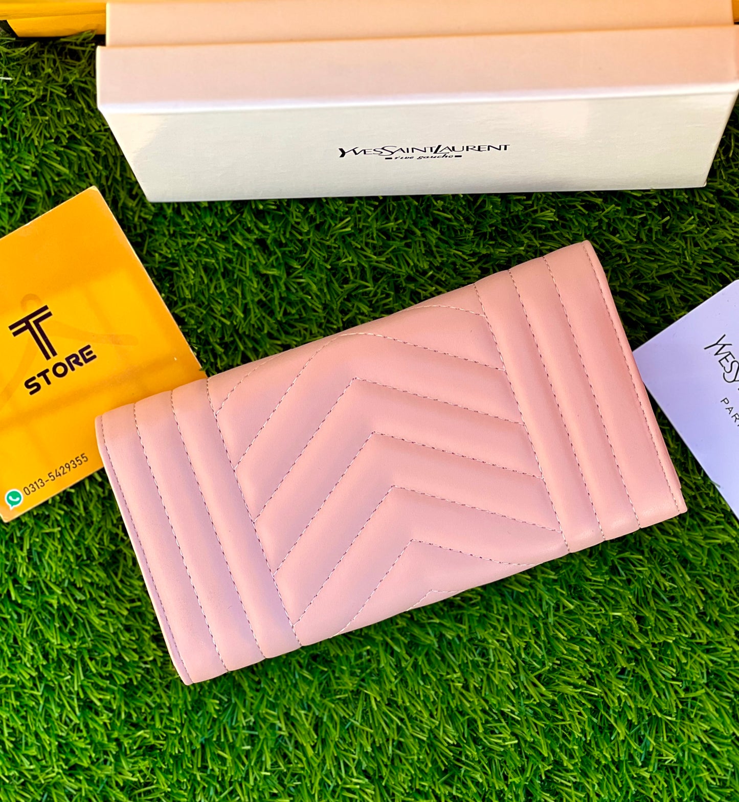 YSL Pink Single Flap Women Wallet