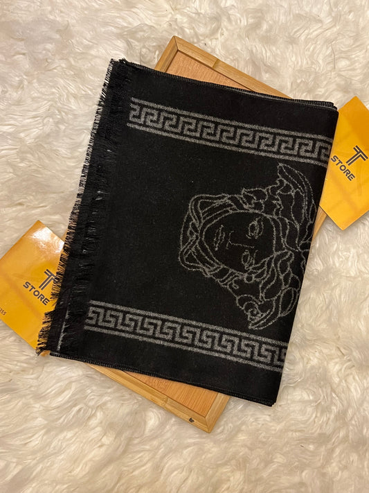 Versace Black White Logo Printed Muffler