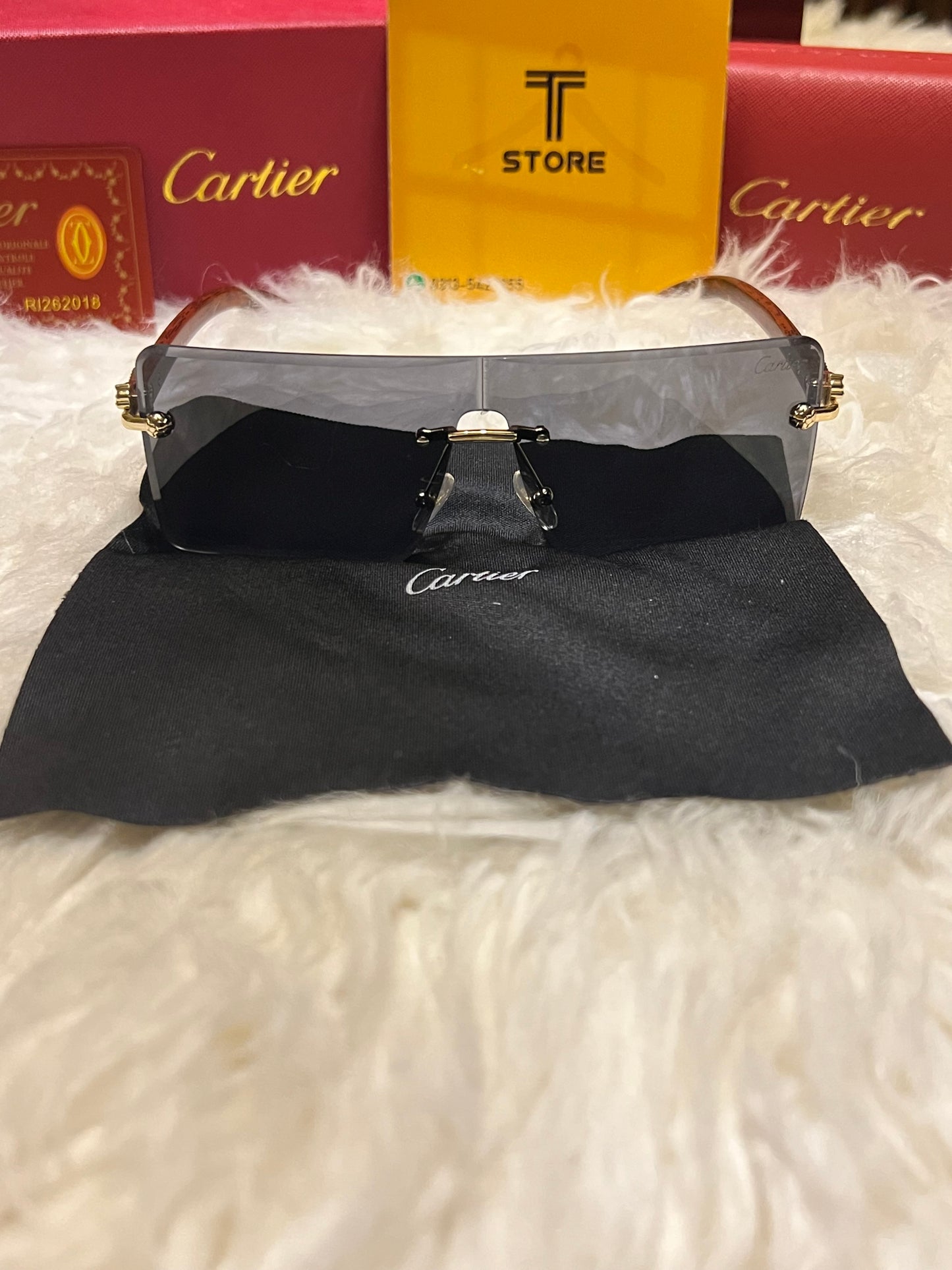 Cartier Brown Frame Men’s Sunglasses