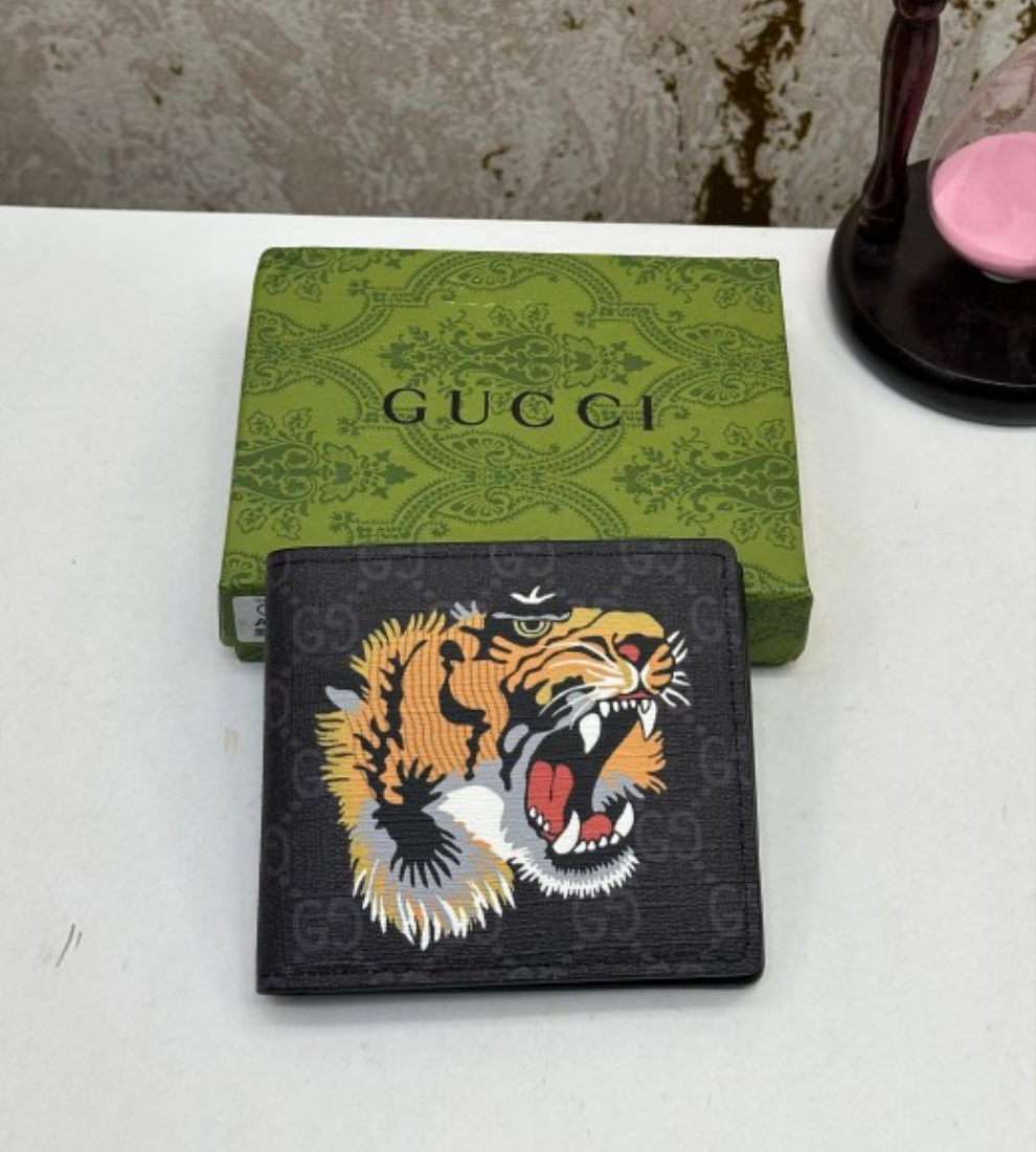 Gucci Black Lion Flap Wallet