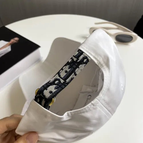 Dior White Printed Bee Logo Cap