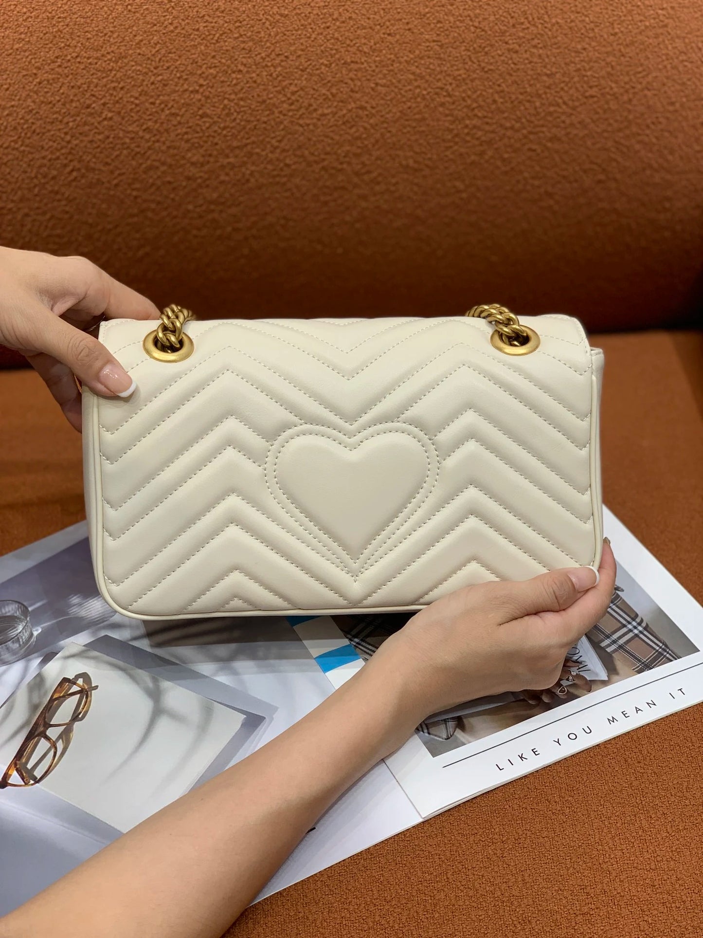 Gucci Marmont GG White Shoulder Bag