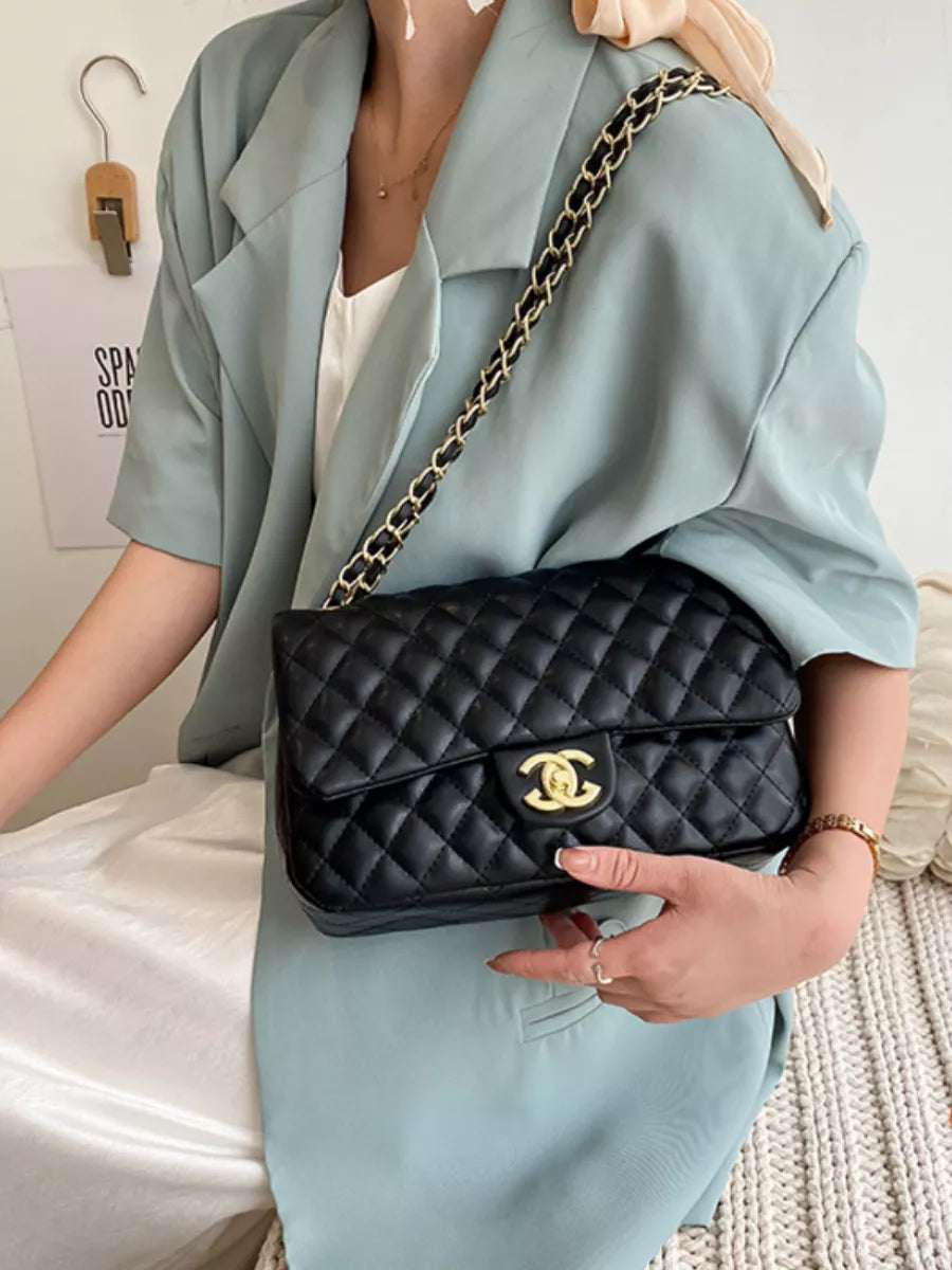 Chanel Black Lambskin Double Flap Shoulder Bag