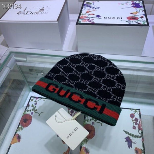 Gucci Printed Logo Woolen Beanie Cap