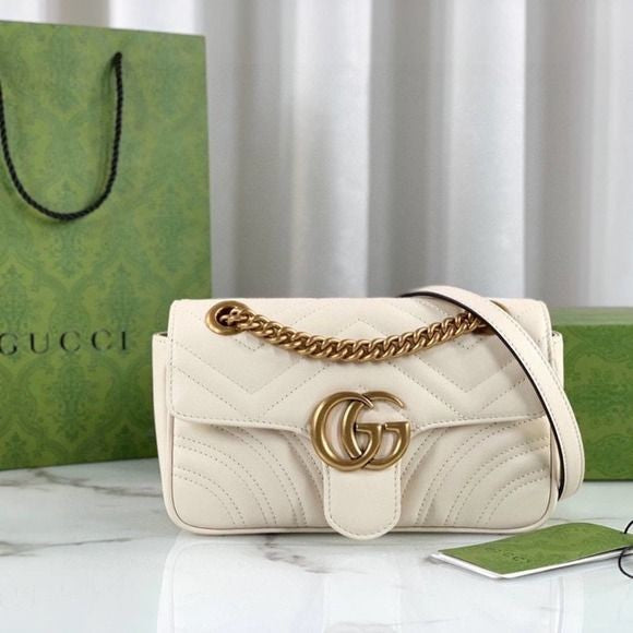 Gucci Marmont GG White Shoulder Bag