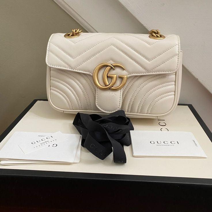 Gucci Marmont GG White Shoulder Bag