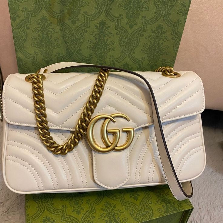 Gucci Marmont GG White Shoulder Bag