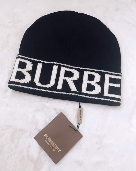 Burberry Black Woolen Beanie Cap