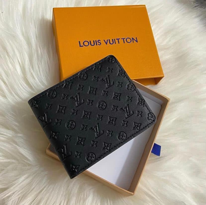 LV Embossed Matte Black Flap Wallet