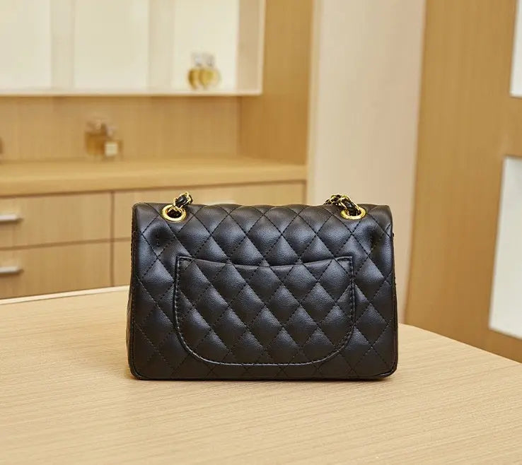 Chanel Black Lambskin Double Flap Shoulder Bag