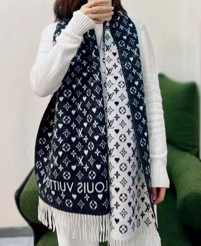 LV Woolen Black Shawl For Women