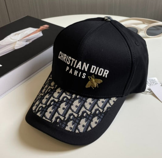 Dior Black Printed Bee Logo Cap